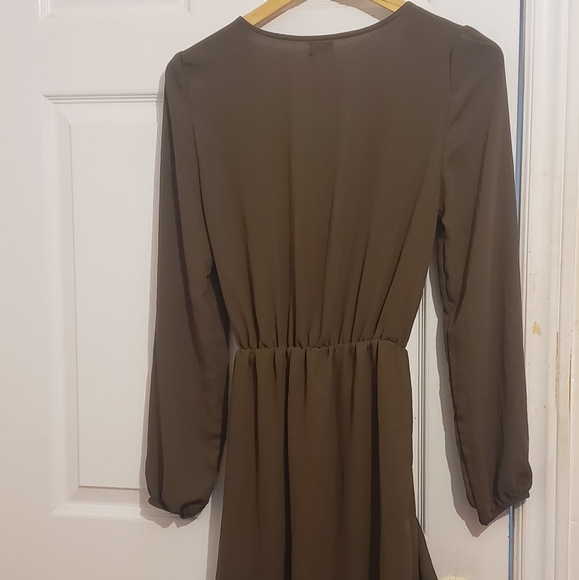 Olive green wrap dress - Picture 2 of 2